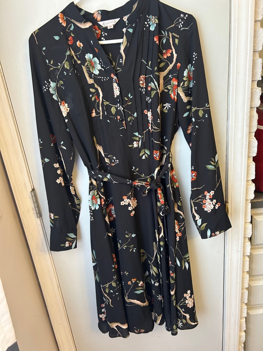 Nanette Lepore Black Floral Tie-Waist mini Dress
